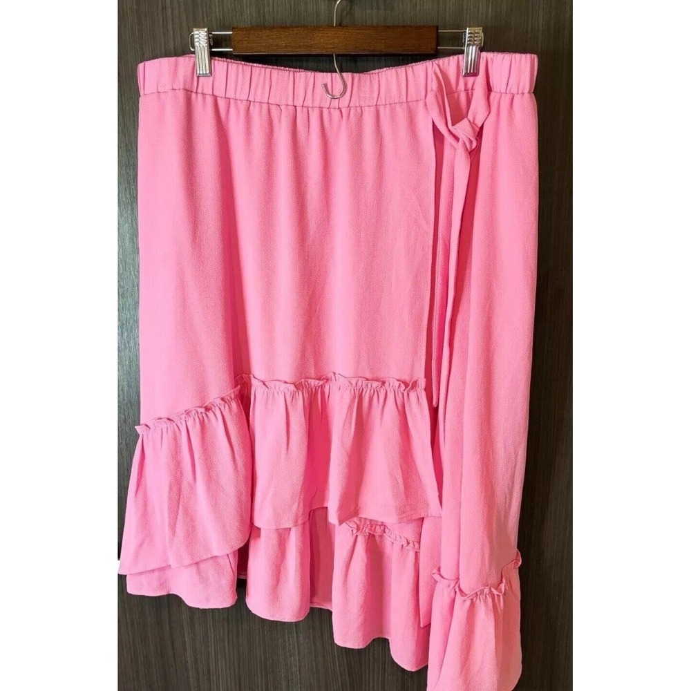 Lane Bryant A-Line Skirt Women's 18/20 Pink‎ Stretch Ruffle Hem Elastic Waist